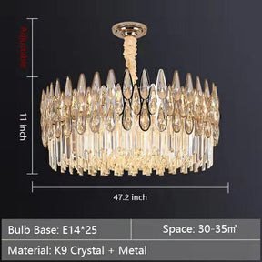 Modern Round/Rectangular Raindrop Crystal Chandelier for Low-ceiling