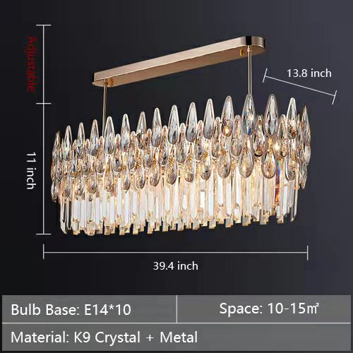 Modern Round/Rectangular Raindrop Crystal Chandelier for Low-ceiling