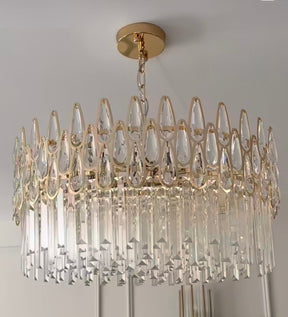 Modern Round/Rectangular Raindrop Crystal Chandelier for Low-ceiling