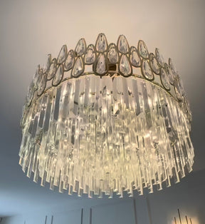 Modern Round/Rectangular Raindrop Crystal Chandelier for Low-ceiling