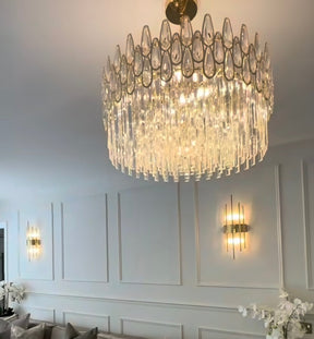 Modern Round/Rectangular Raindrop Crystal Chandelier for Low-ceiling