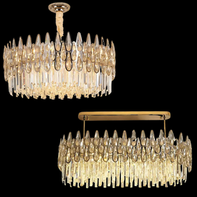 Modern Round/Rectangular Raindrop Crystal Chandelier for Low-ceiling