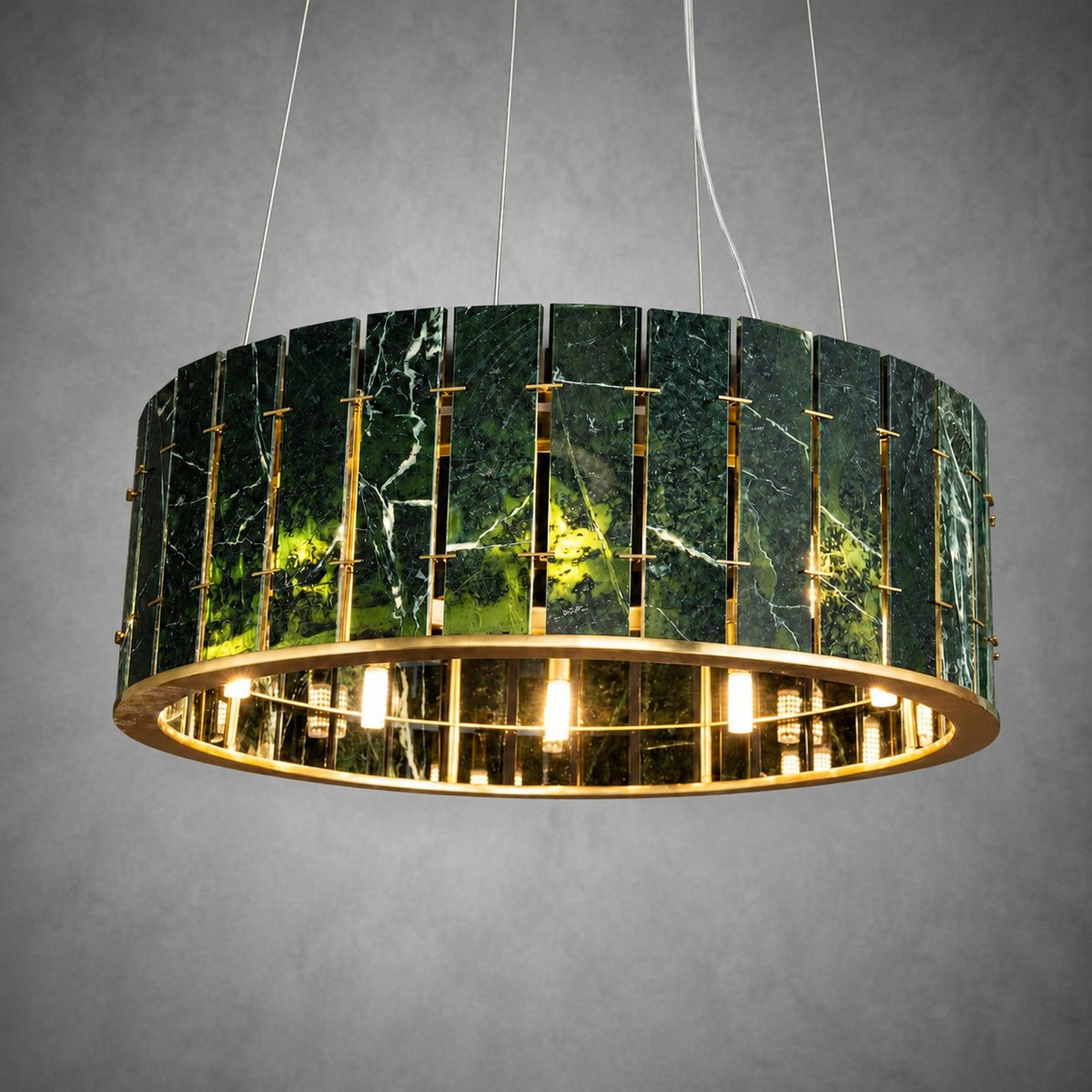 Modern Sculptural Luxury Stone Drum Chandelier