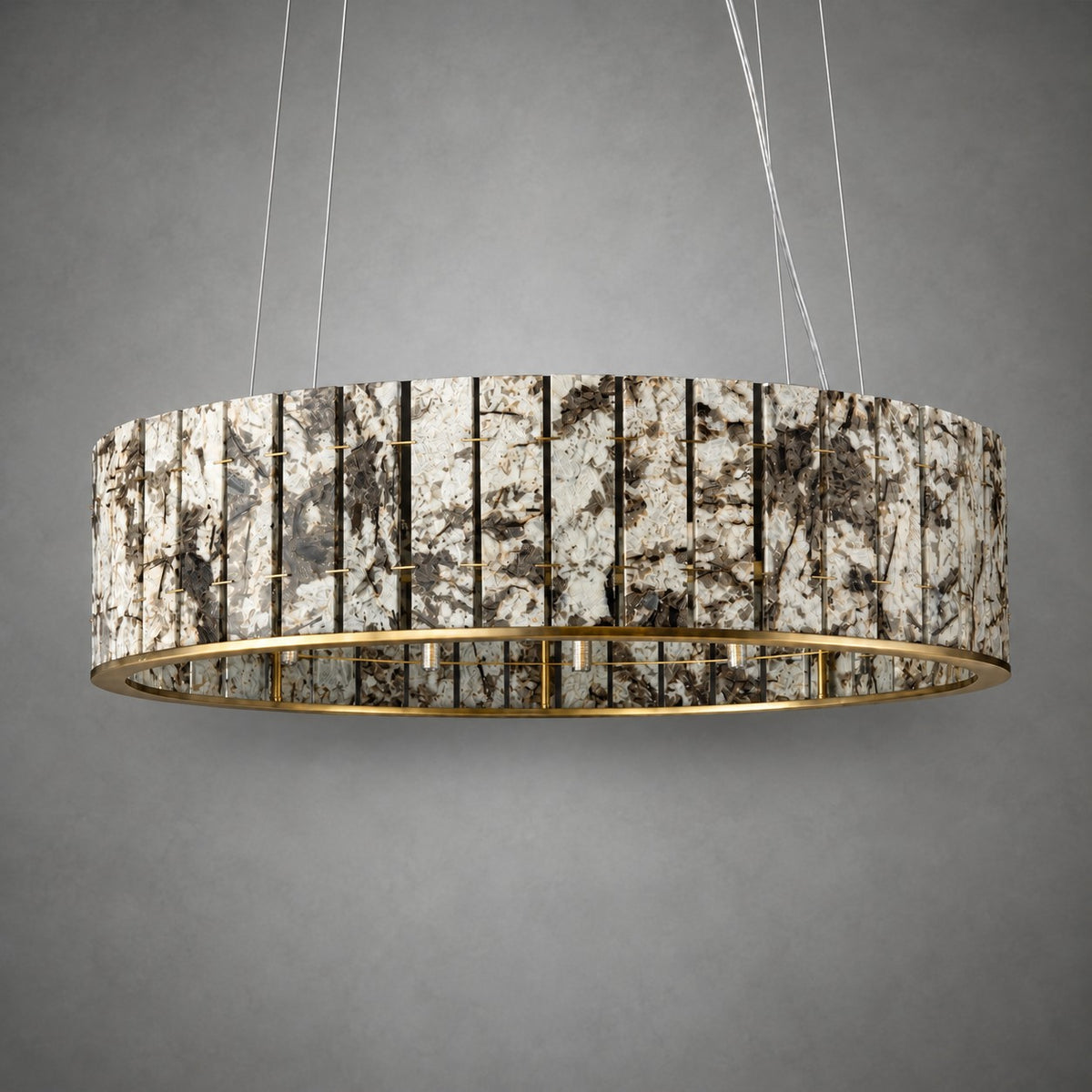 Modern Sculptural Luxury Stone Drum Chandelier