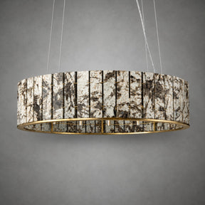 Modern Sculptural Luxury Stone Drum Chandelier