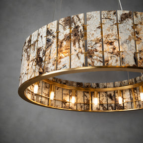 Modern Sculptural Luxury Stone Drum Chandelier