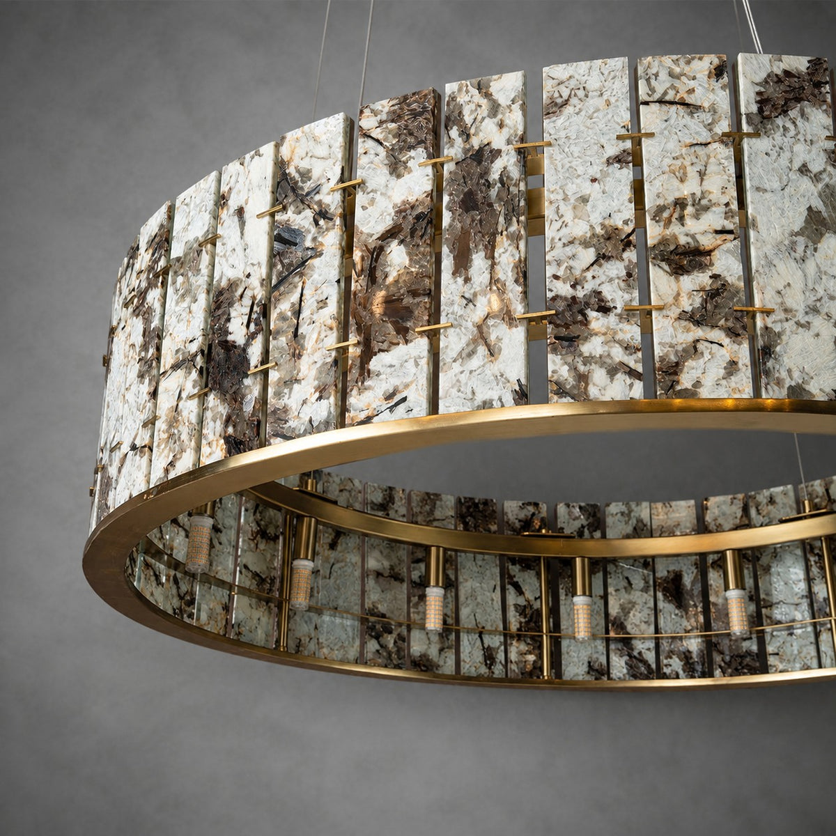 Modern Sculptural Luxury Stone Drum Chandelier