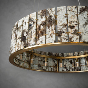 Modern Sculptural Luxury Stone Drum Chandelier