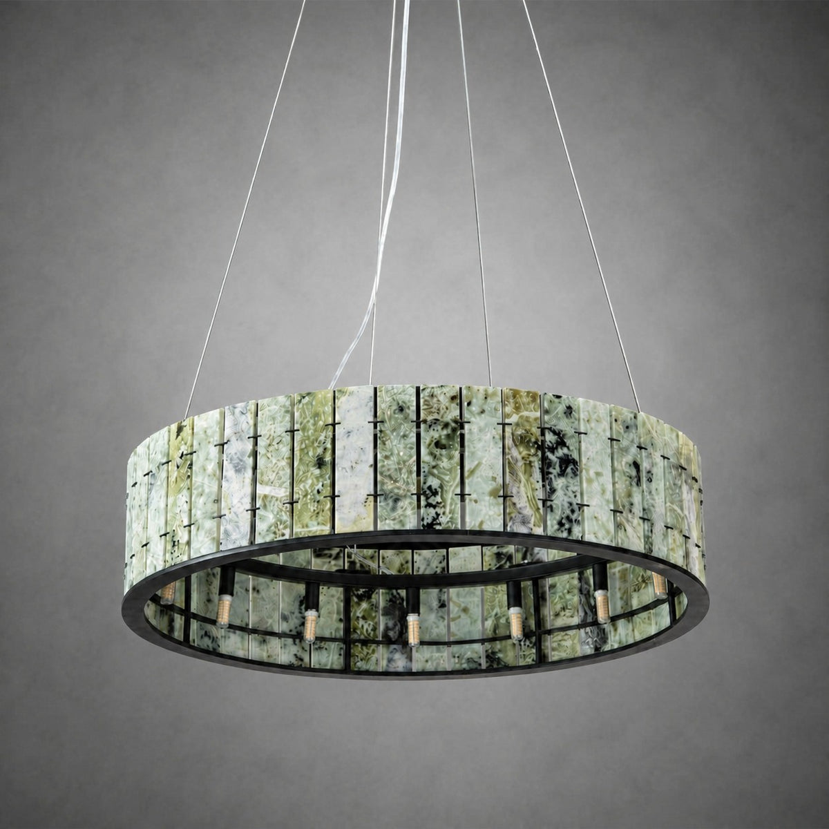 Modern Sculptural Luxury Stone Drum Chandelier