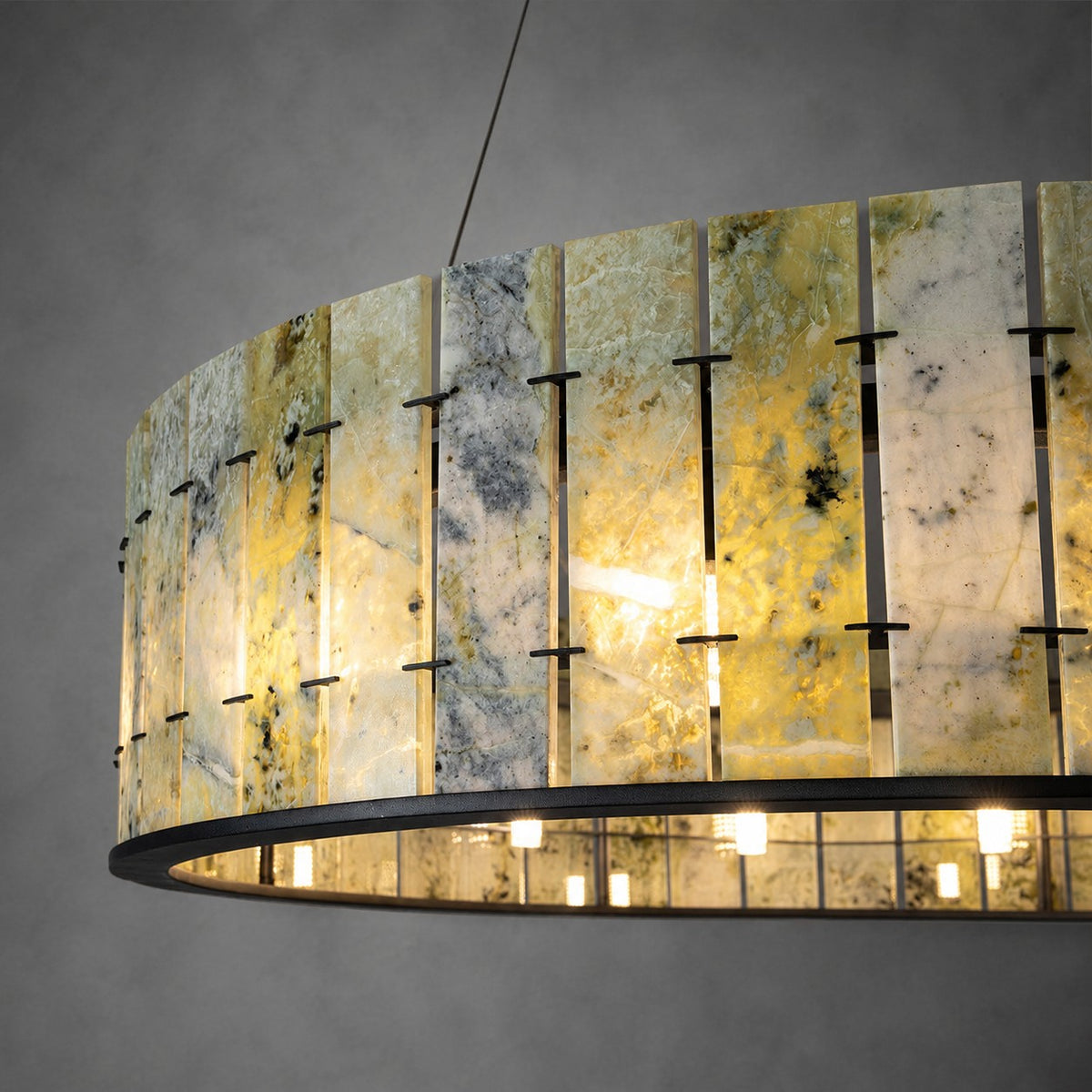 Modern Sculptural Luxury Stone Drum Chandelier