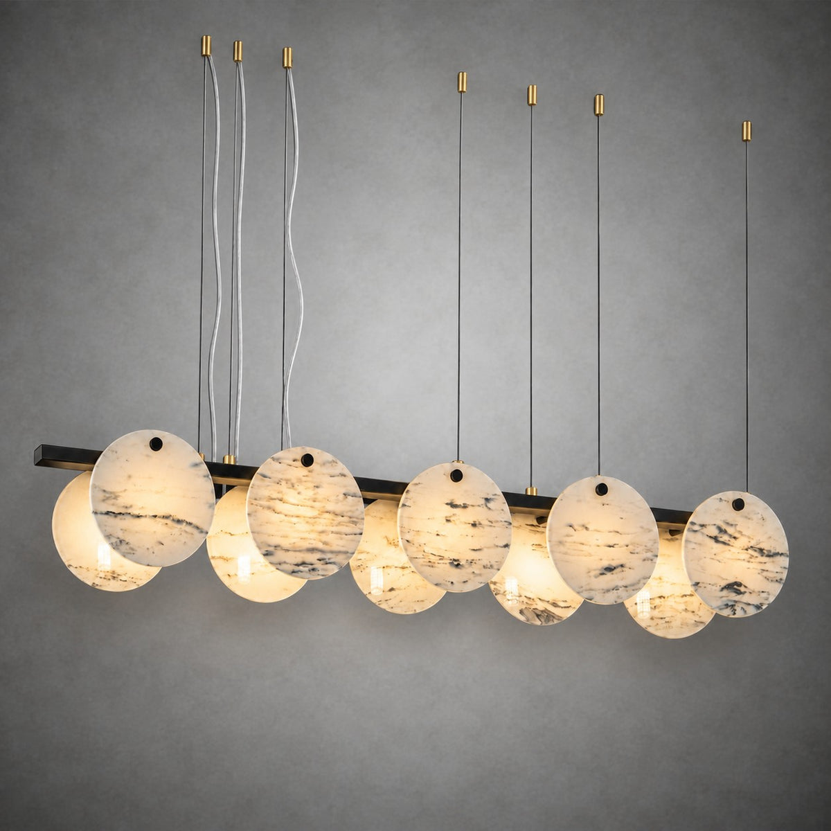 Modern Sculptural Luxury stone Linear Chandelier