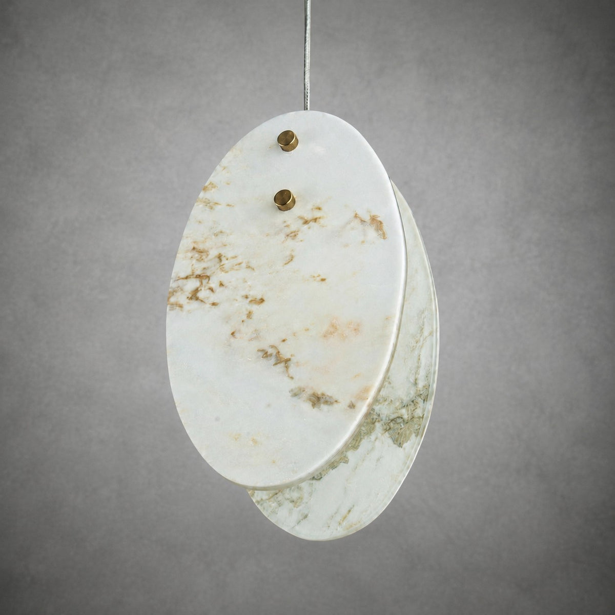 Modern Sculptural Luxury stone Oval Pendant Light Set