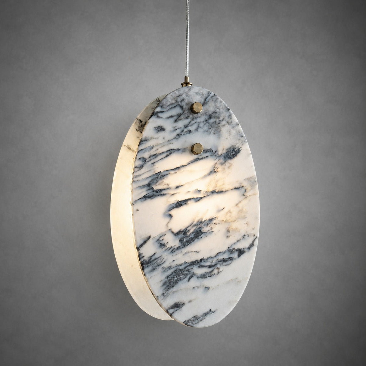 Modern Sculptural Luxury stone Oval Pendant Light Set
