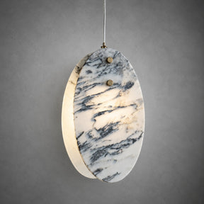Modern Sculptural Luxury stone Oval Pendant Light Set