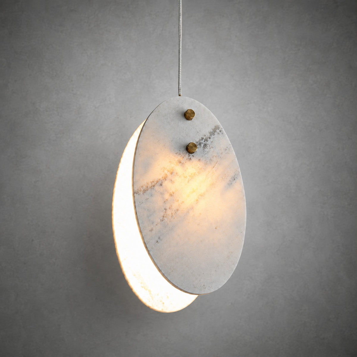 Modern Sculptural Luxury stone Oval Pendant Light Set