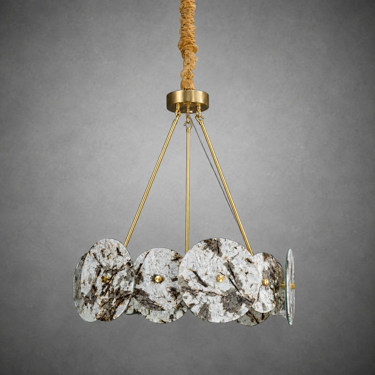 Modern Sculptural Snowcrest White Luxury stone LED Chandelier