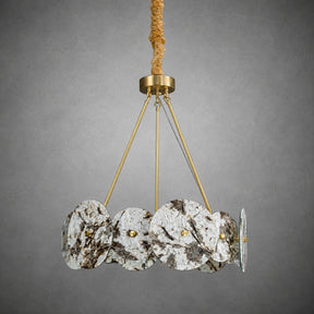 Modern Sculptural Snowcrest White Luxury stone LED Chandelier