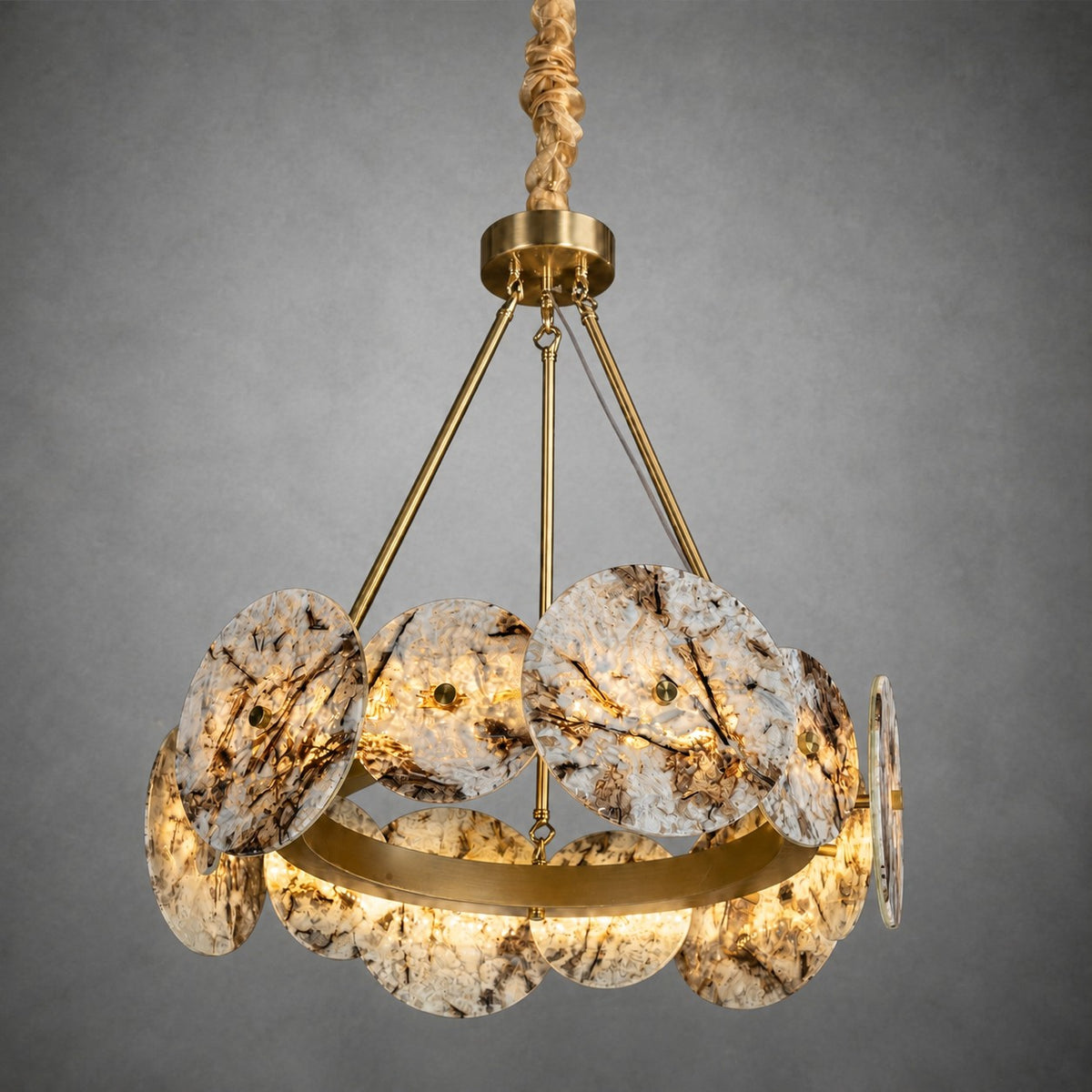 Modern Sculptural Snowcrest White Luxury stone LED Chandelier