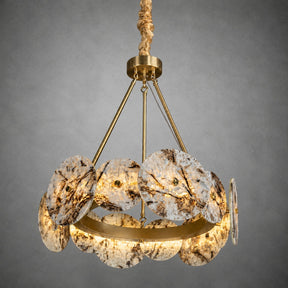 Modern Sculptural Snowcrest White Luxury stone LED Chandelier