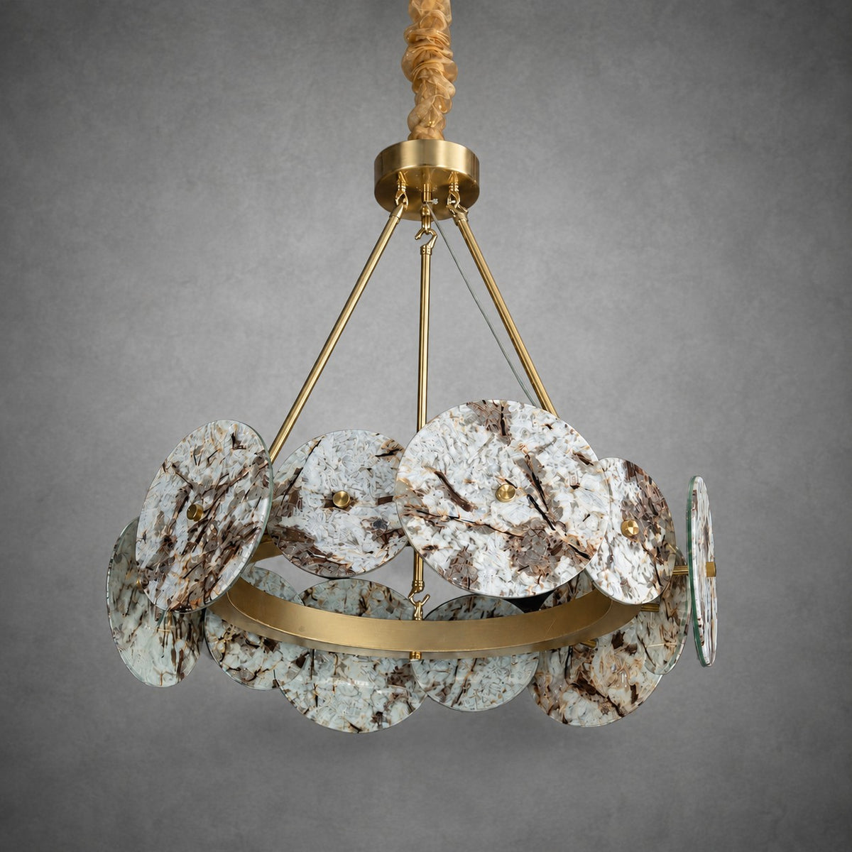 Modern Sculptural Snowcrest White Luxury stone LED Chandelier