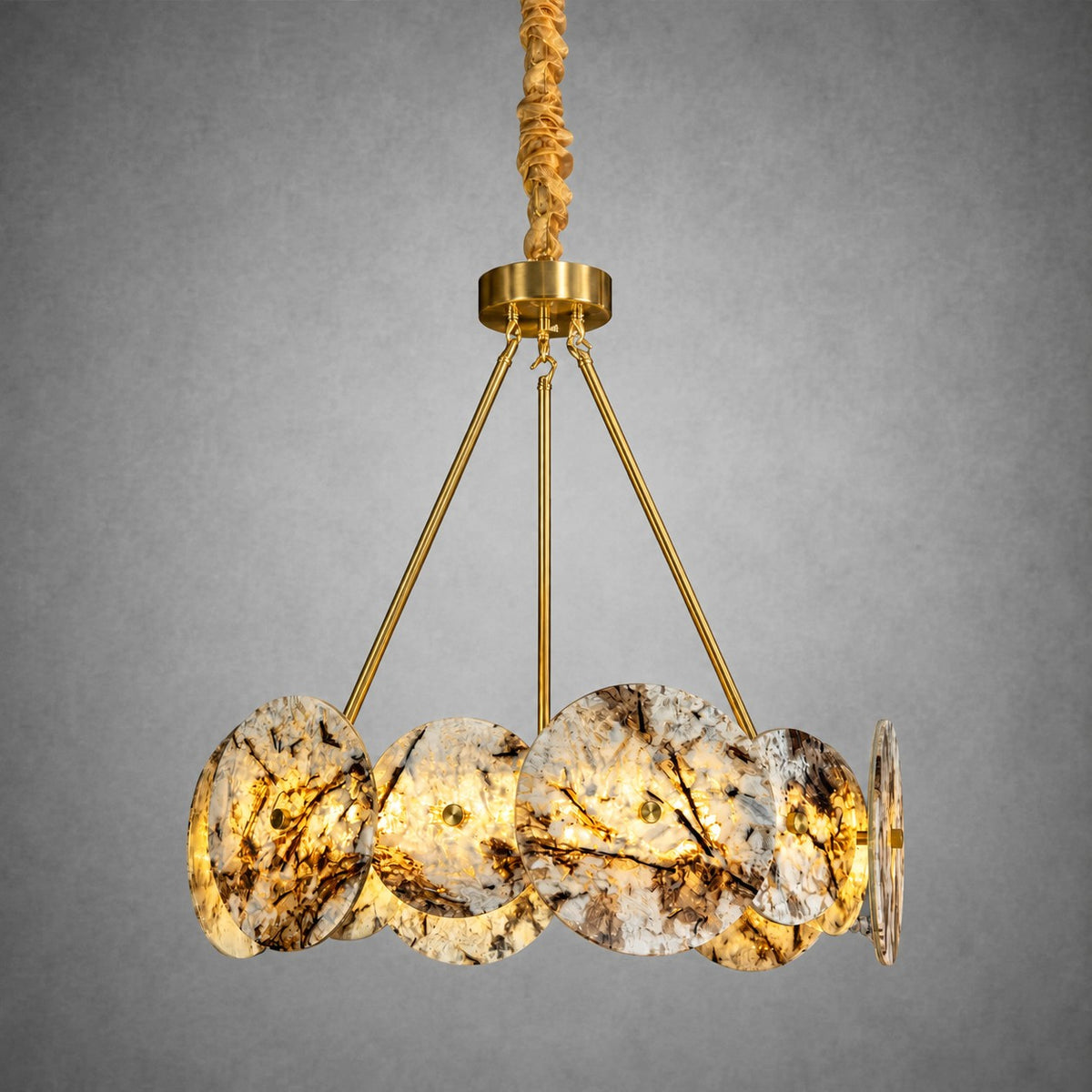 Modern Sculptural Snowcrest White Luxury stone LED Chandelier