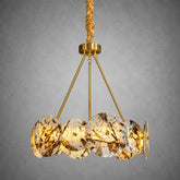 Modern Sculptural Snowcrest White Luxury stone LED Chandelier