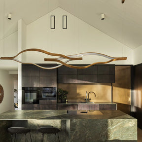 Modern Simple Brass Waving Chandelier for Living/Dining Room/Kitchen Island