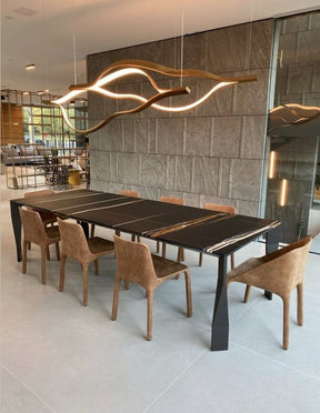 Modern Simple Brass Waving Chandelier for Living/Dining Room/Kitchen Island