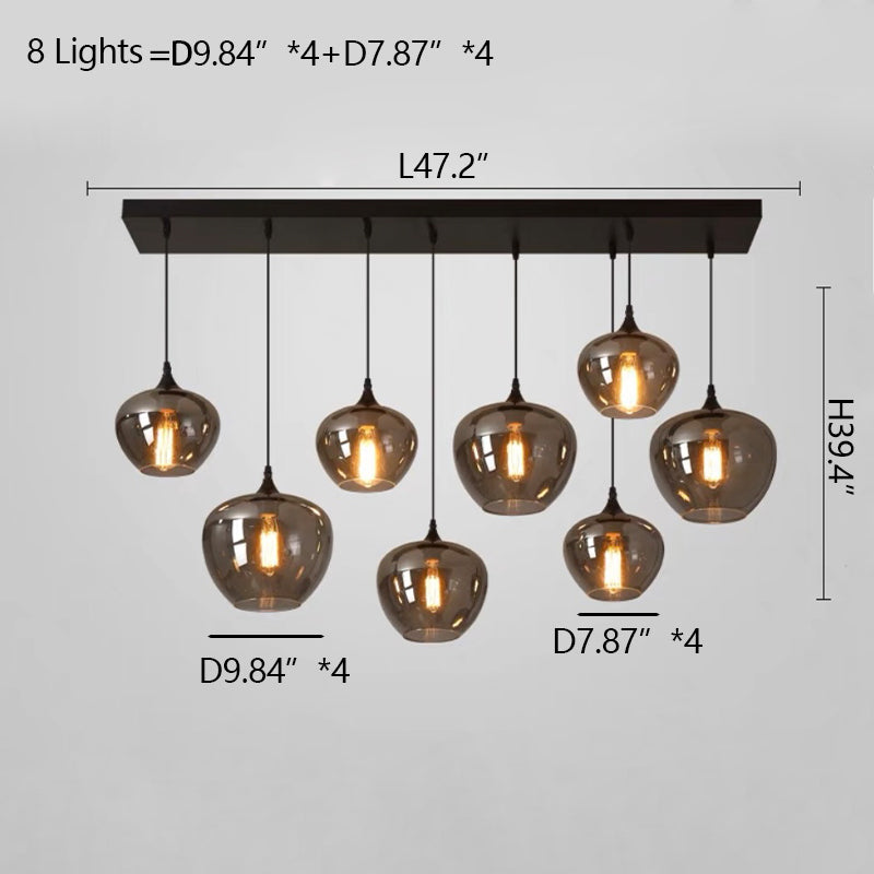 Modern Smoke Gray Glass Lamp Designer Chandelier for Cafe/Kitchen Island/Dining Room Style B