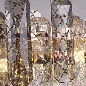 Modern Smoky Gray Crystal Chandelier Gleamy Light Fixture for Living/Dining Room/ Bedroom/ Home Office