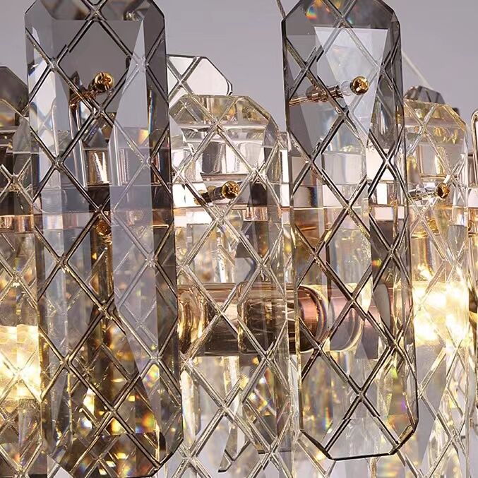 Modern Smoky Gray Crystal Chandelier Gleamy Light Fixture for Living/Dining Room/ Bedroom/ Home Office