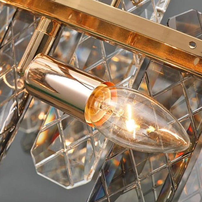 Modern Smoky Gray Crystal Chandelier Gleamy Light Fixture for Living/Dining Room/ Bedroom/ Home Office