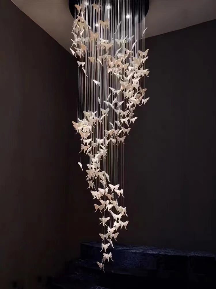 Modern Spiral Staircase Chandelier Ceiling Light Fixture for High Ceiling Living room/ Entryway - D 23.6" * H 118"Warm LightMerlinlamps