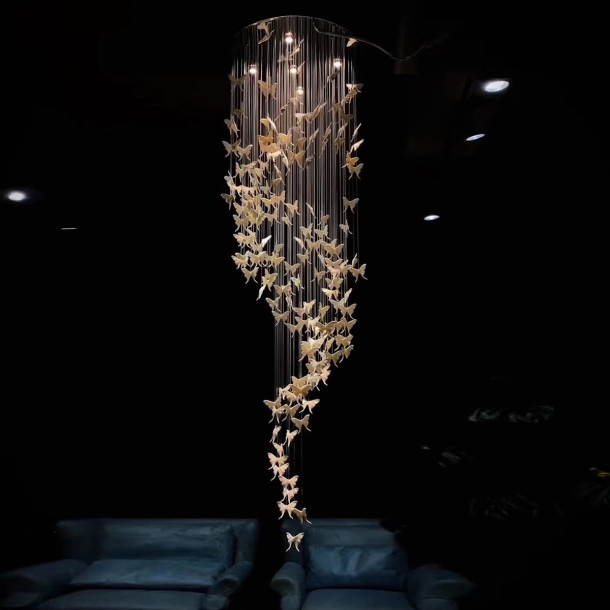 Modern Spiral Staircase Chandelier Ceiling Light Fixture for High Ceiling Living room/ Entryway - D 23.6" * H 118"Warm LightMerlinlamps