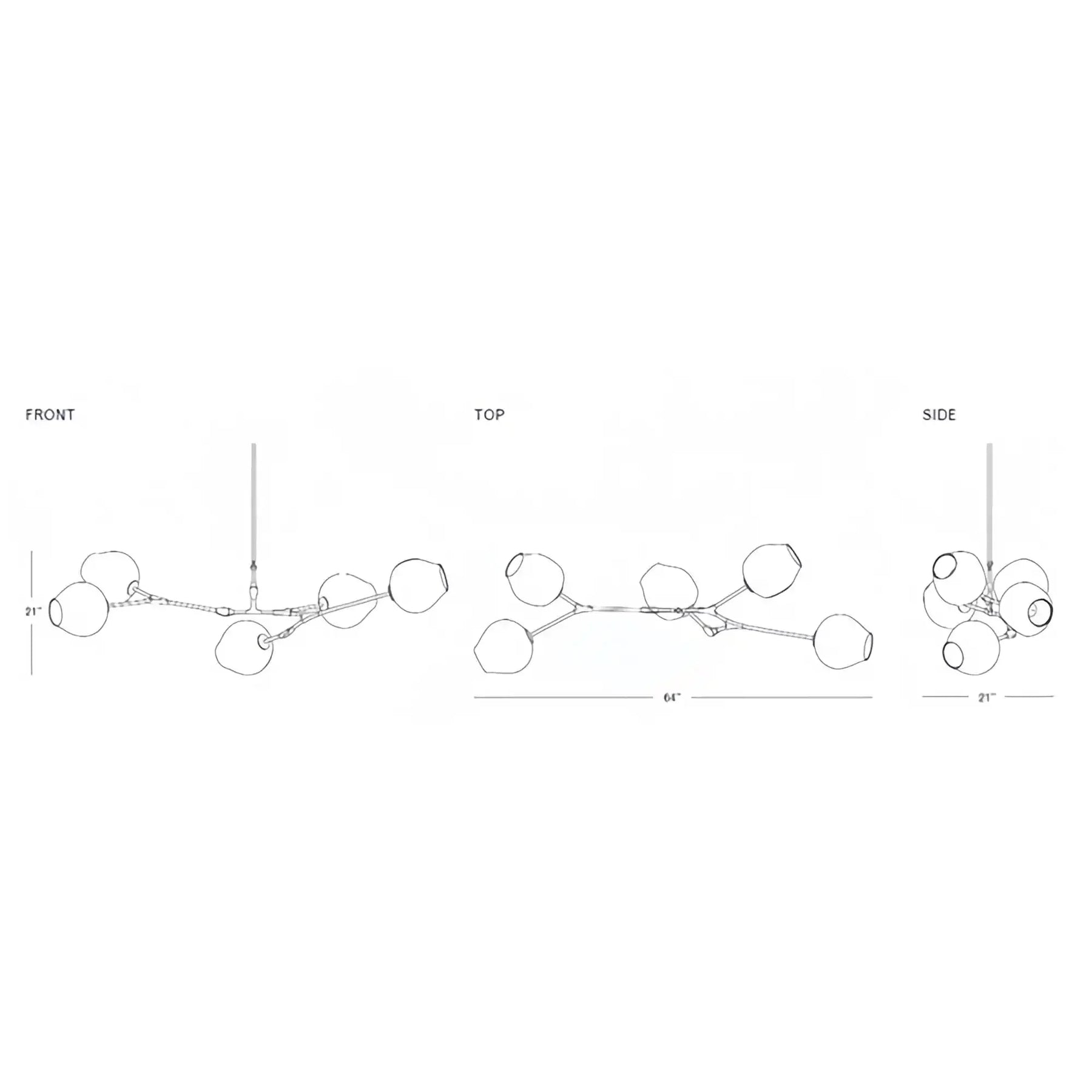 Modern Sputnik Smoky Gray/Amber Glass Branch Chandelier for Kitchen Island/Dining Room - 9 Globes/W79.9"*25.2"*H20.87"Brass Finish/Clear GlassWarm LightBlushlighting