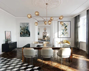 Modern Sputnik Smoky Gray/Amber Glass Branch Chandelier for Kitchen Island/Dining Room - 8 Globes/W89.76"*D33.07"*H22.8"Brass Finish/Clear GlassWarm LightBlushlighting