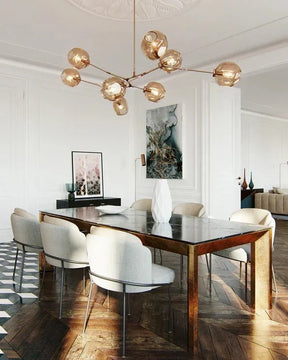 Modern Sputnik Smoky Gray/Amber Glass Branch Chandelier for Kitchen Island/Dining Room - 8 Globes/W89.76"*D33.07"*H22.8"Brass Finish/Clear GlassWarm LightBlushlighting