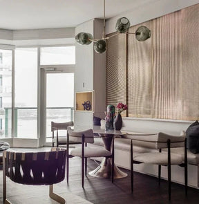 Modern Sputnik Smoky Gray/Amber Glass Branch Chandelier for Kitchen Island/Dining Room - 5 Globes/W64.2"*D20.86"*H20.87"Brass Finish/Clear GlassWarm LightBlushlighting