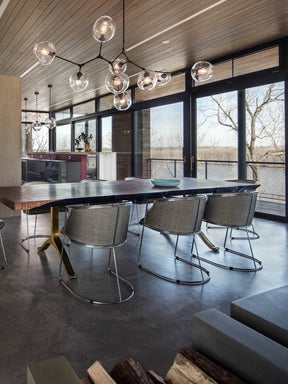 Modern Sputnik Smoky Gray/Amber Glass Branch Chandelier for Kitchen Island/Dining Room - 5 Globes/W64.2"*D20.86"*H20.87"Brass Finish/Clear GlassWarm LightBlushlighting