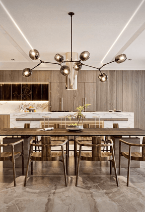 Modern Sputnik Smoky Gray/Amber Glass Branch Chandelier for Kitchen Island/Dining Room - 5 Globes/W64.2"*D20.86"*H20.87"Brass Finish/Clear GlassWarm LightBlushlighting