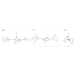 Modern Sputnik Smoky Gray/Amber Glass Branch Chandelier for Kitchen Island/Dining Room - 9 Globes/W79.9"*25.2"*H20.87"Brass Finish/Clear GlassWarm LightBlushlighting