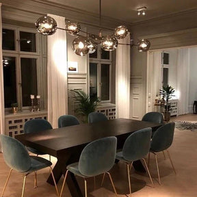 Modern Sputnik Smoky Gray/Amber Glass Branch Chandelier for Kitchen Island/Dining Room - 8 Globes/W89.76"*D33.07"*H22.8"Brass Finish/Clear GlassWarm LightBlushlighting