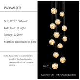 Modern Starlight Globe Chandelier for Foyer Hall Crystal Clear Glass Ball Light Decoration Living Room Ceiling Lamp
