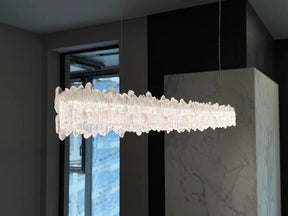 Modern Style Linear Natural Crystal Chandelier