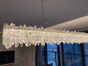 Modern Style Linear Natural Crystal Chandelier