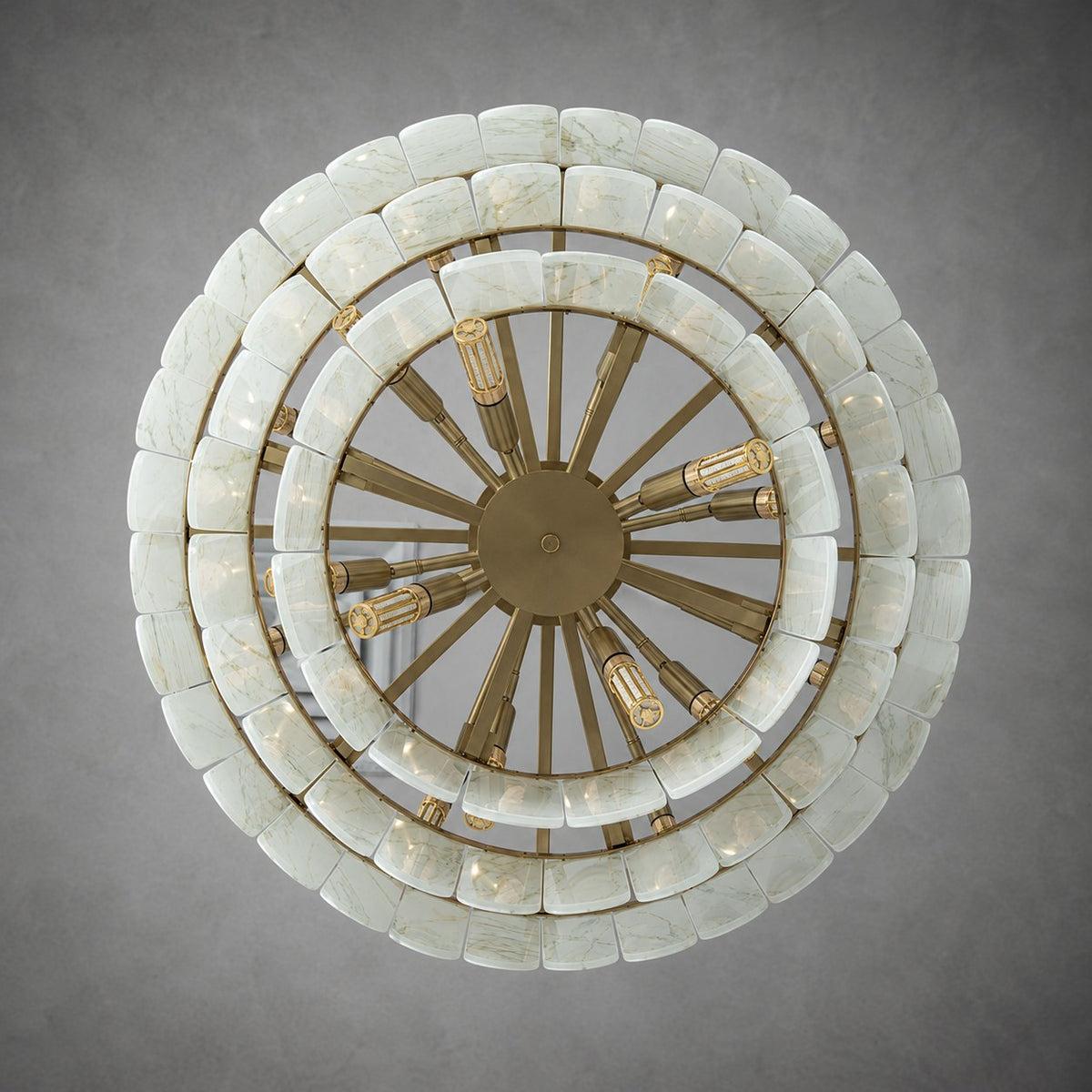 Modern Three-Tier Emerald White Jade Luxury Marble Chandelier