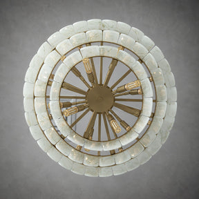Modern Three-Tier Emerald White Jade Luxury Marble Chandelier