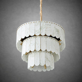 Modern Three-Tier Emerald White Jade Luxury Marble Chandelier