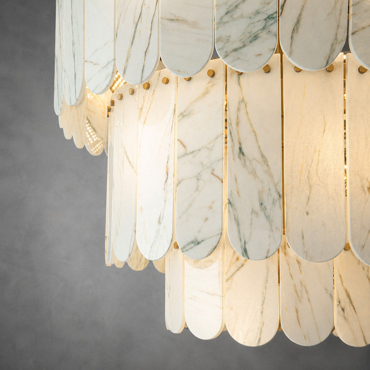 Modern Three-Tier Emerald White Jade Luxury Marble Chandelier