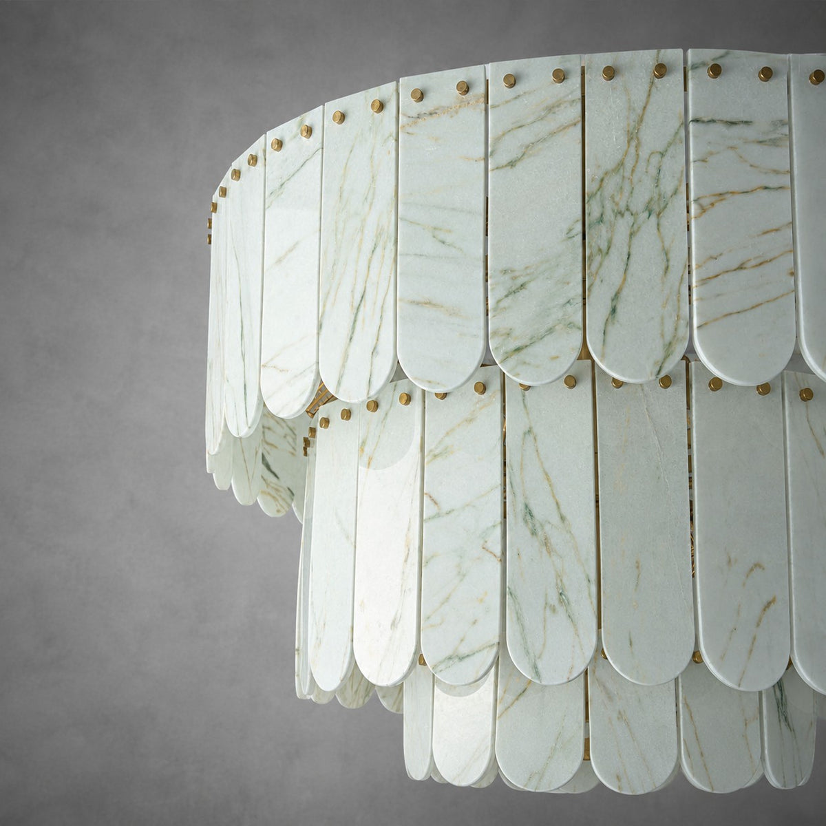 Modern Three-Tier Emerald White Jade Luxury Marble Chandelier